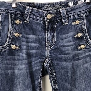 Miss Me 28 Medium Wide Leg Button Detailed Jeans